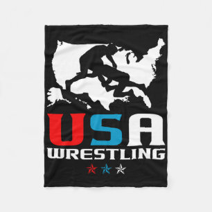 Usa Wrestling Independence Day American Flag Wrest Fleece Blanket