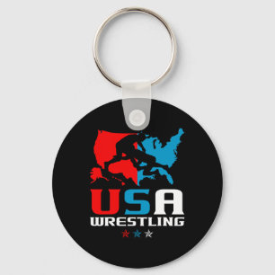 Usa Wrestling Independence Day American Flag Wrest Key Ring
