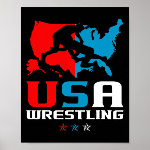 Usa Wrestling Independence Day American Flag Wrest Poster