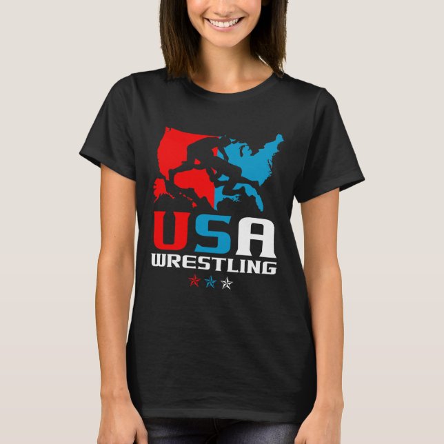 Usa Wrestling Independence Day American Flag Wrest T-Shirt (Front)