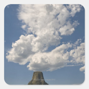 USA, Wyoming, Clouds over Devil's Tower 2 Square Sticker