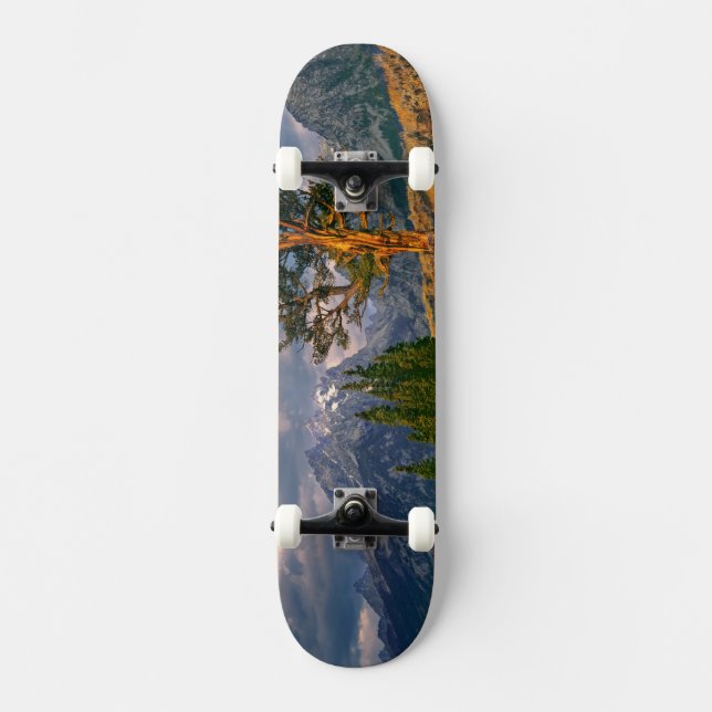 USA, Wyoming, Grand Teton NP. Sunrise greets a Skateboard (Front)