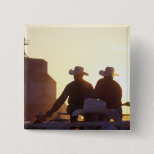 USA, Wyoming, Pine Bluffs. Two men shake 15 Cm Square Badge
