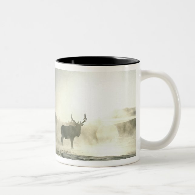 USA, Wyoming, Yellowstone National Park. Sunrise Two-Tone Coffee Mug (Right)