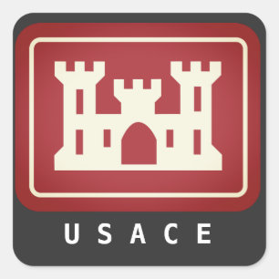USACE Logo & Text Square Sticker