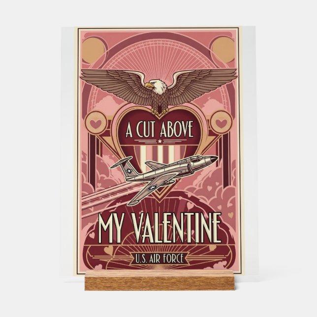 USAF Art Deco Valentine Edition Acrylic Sign (Front)