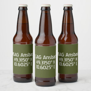 USAG Ansbach Latitude Longitude Beer Bottle Label