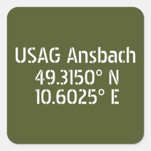 USAG Ansbach Latitude Longitude  Square Sticker