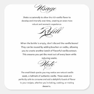 Usage Homemade Vanilla Extract Instructions Square Sticker