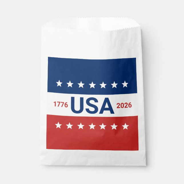 USA's 250th Anniversary 1776 2026 Red White Blue Favour Bags (Front)