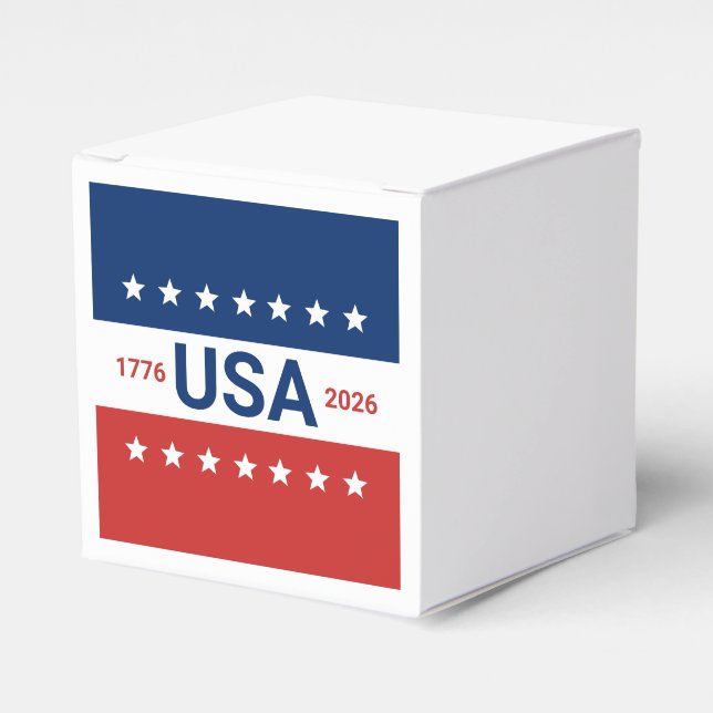 USA's 250th Anniversary 1776 2026 Red White Blue Favour Box (Front Side)