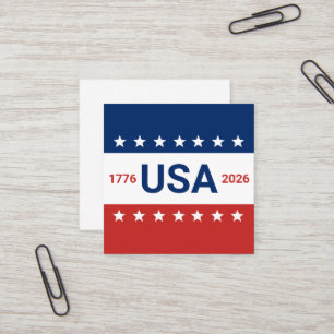 USA's 250th Anniversary 1776 2026 Red White Blue Square Business Card