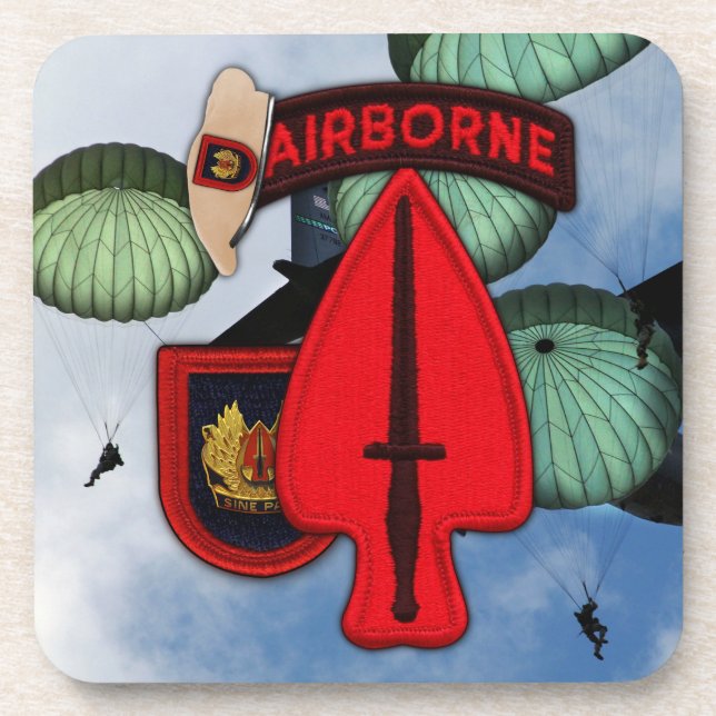 USASOC SOC Special Ops Fort Bragg Veterans Vets Coaster (Front)