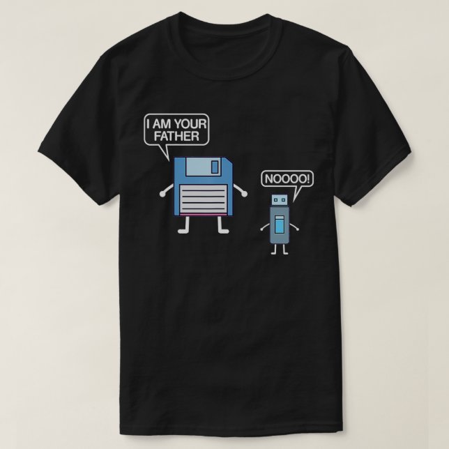 USB Floppy Disc I Am Your Father Computer Geek  T-Shirt (Design Front)