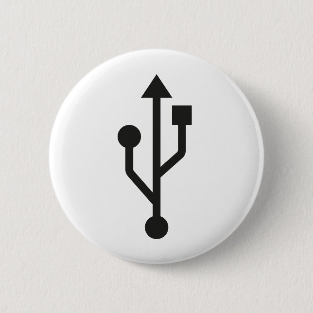 USB logo computer geek button badge (Front)