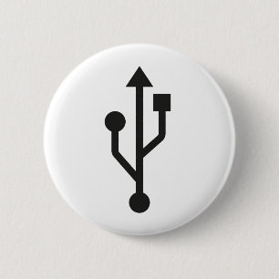 USB logo computer geek button badge
