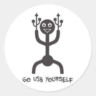 USB Man Classic Round Sticker