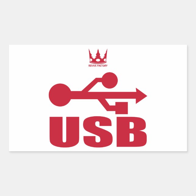 USB (red) Rectangular Sticker (Front)