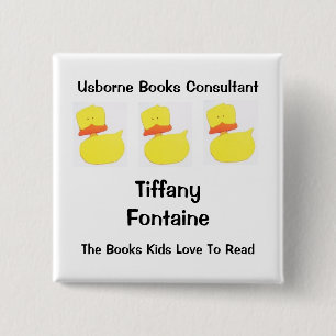 usborne books duck name tag 2 15 cm square badge