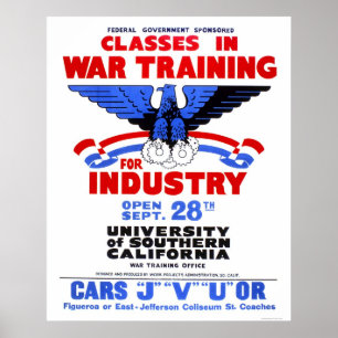 USC War Training Classes 1943 WPA Poster