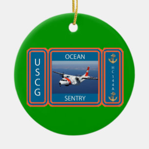USCG C-144 Ocean Sentry Ceramic Tree Decoration