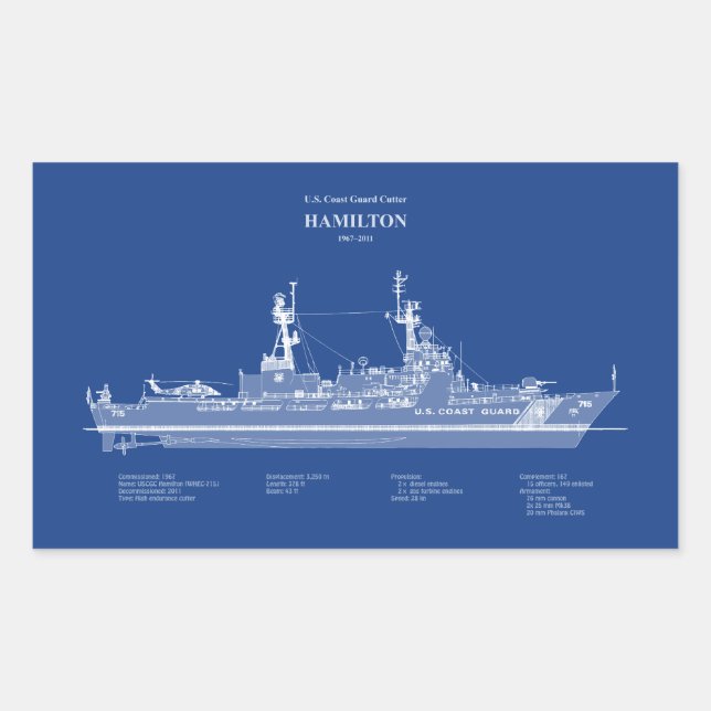 USCG Cutter Hamilton whec-715 - ABD Rectangular Sticker (Front)