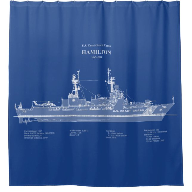 USCG Cutter Hamilton whec-715 - ABD Shower Curtain (Front)