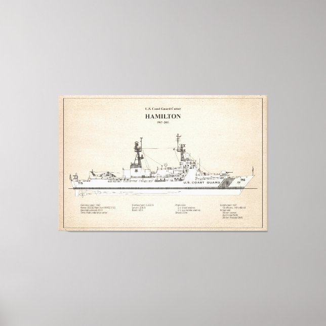 USCG Cutter Hamilton whec-715 - SBD Canvas Print (Front)