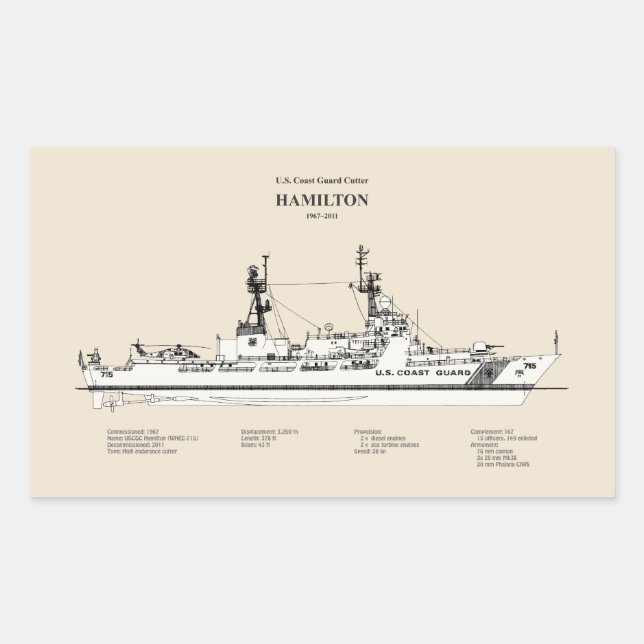 USCG Cutter Hamilton whec-715 - SBD Rectangular Sticker (Front)
