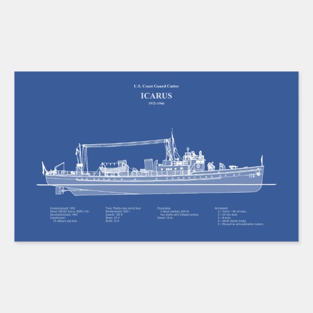 USCG Cutter Icarus wpc-110 - ABD Rectangular Sticker (Front)