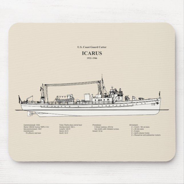 USCG Cutter Icarus wpc-110 - SBD Mouse Mat (Front)
