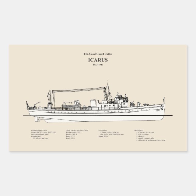 USCG Cutter Icarus wpc-110 - SBD Rectangular Sticker (Front)