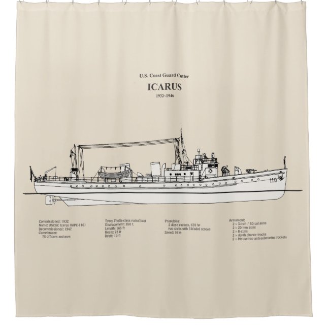 USCG Cutter Icarus wpc-110 - SBD Shower Curtain (Front)