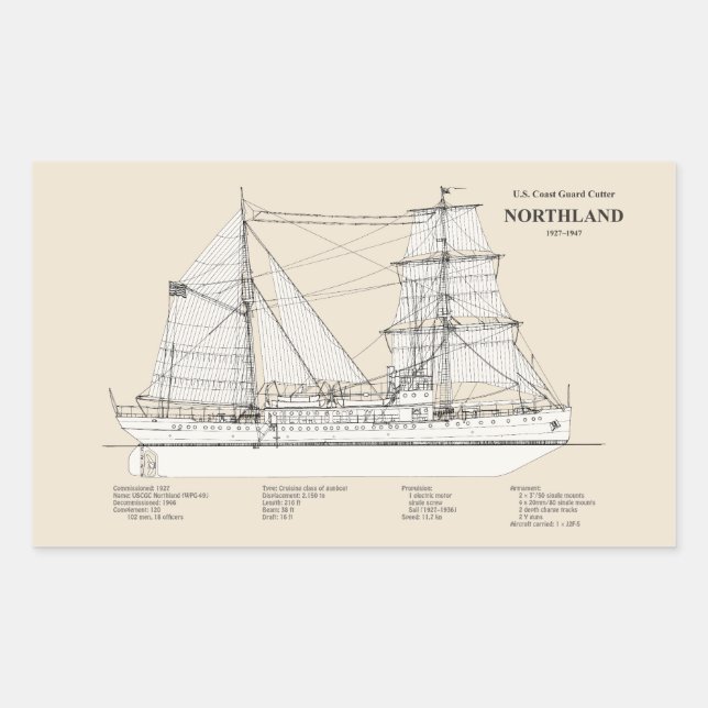 USCG Cutter Northland wpg-49 - SBD Rectangular Sticker (Front)