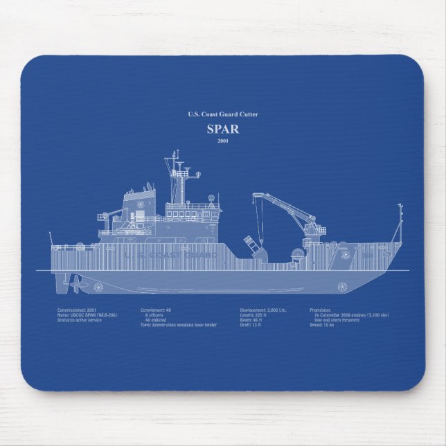 USCG Cutter Spar wlb-206 – ABD Mouse Mat (Front)