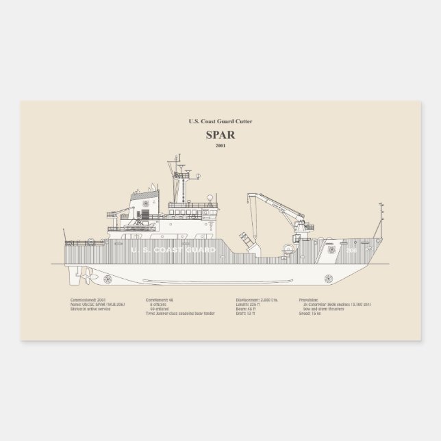 USCG Cutter Spar wlb-206 - SBD Rectangular Sticker (Front)
