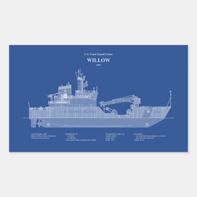 USCG Cutter Willow wlb-202 – ABD Rectangular Sticker (Front)