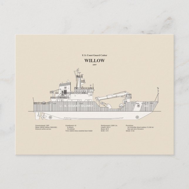 USCG Cutter Willow wlb-202 - SBD Postcard (Front)