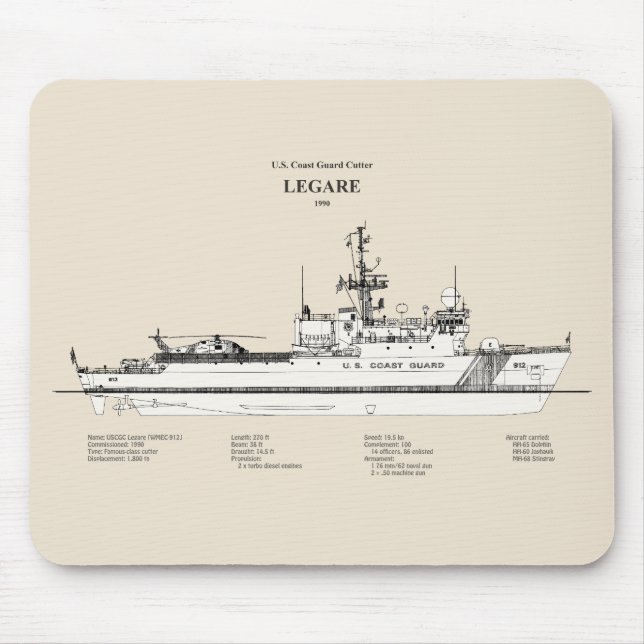 USCG Legare wmec-912 - SBD Mouse Mat (Front)