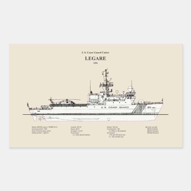 USCG Legare wmec-912 - SBD Rectangular Sticker (Front)