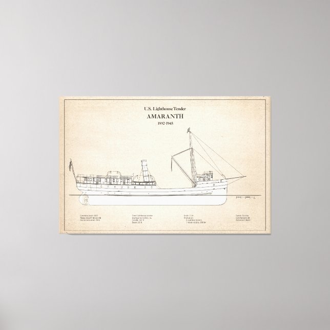 USCG Lighthouse Tender Amaranth - SBD Canvas Print (Front)