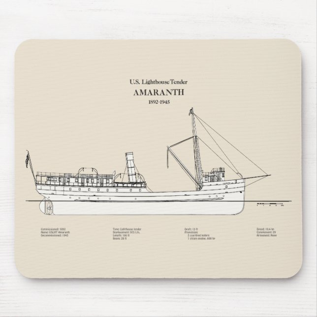 USCG Lighthouse Tender Amaranth - SBD Mouse Mat (Front)