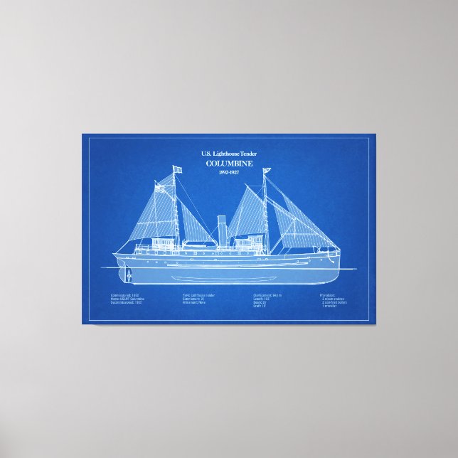 USCG Lighthouse Tender Columbine – ABD Canvas Print (Front)