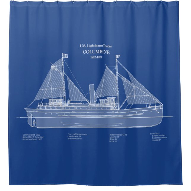 USCG Lighthouse Tender Columbine – ABD Shower Curtain (Front)