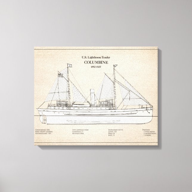 USCG Lighthouse Tender Columbine - SBD Canvas Print (Front)