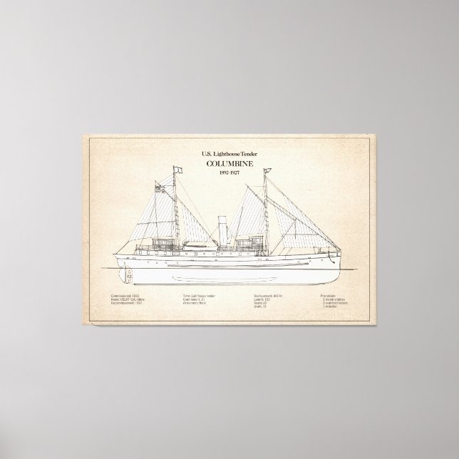 USCG Lighthouse Tender Columbine - SBD Canvas Print (Front)