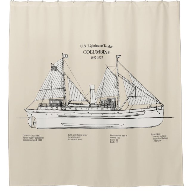 USCG Lighthouse Tender Columbine - SBD Shower Curtain (Front)