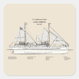 USCG Lighthouse Tender Columbine - SBD Square Sticker