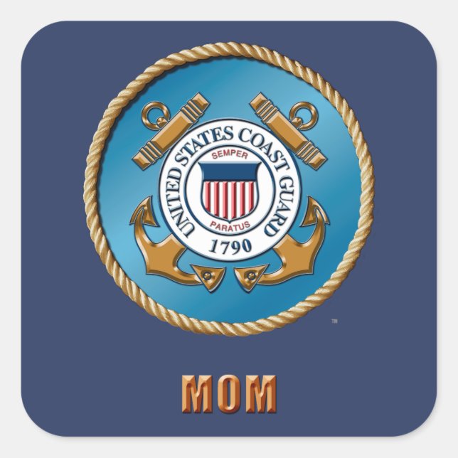 USCG Mum Square Stickers, Glossy Square Sticker (Front)