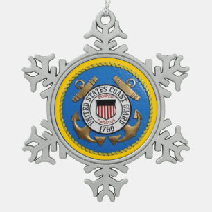 USCG SNOWFLAKE PEWTER CHRISTMAS ORNAMENT
